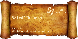 Szirák Antal névjegykártya